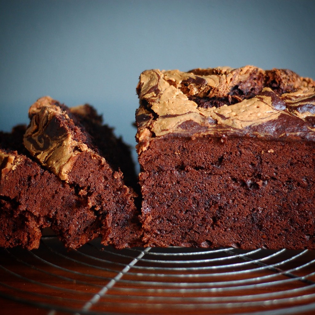 Banana Chocolate Cake with a Peanut Butter&nbsp;Swirl